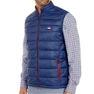 Johnnie-O Hudson Quilted Vest in Navy Blue/Rust Men’s M